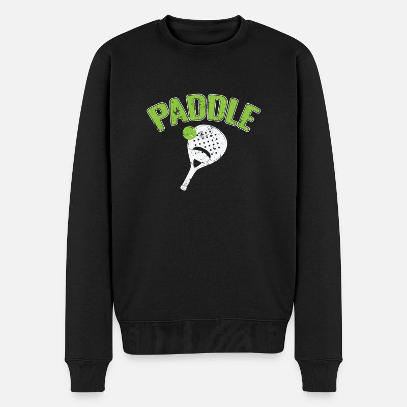 Paddle Tennis mit Padelschläger - Männer Premium Bio Pullover - Schwarz