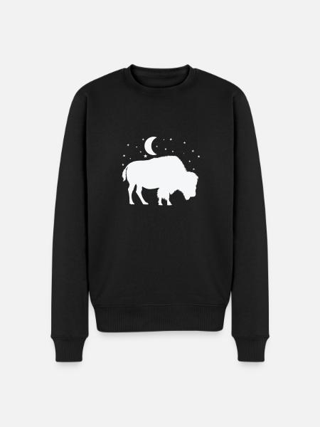 Bison in the moonlight - Men's Premium Organic Jumper - black