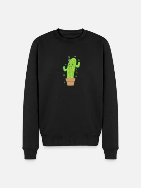 Cactus with good mood - Men's Premium Organic Jumper - black