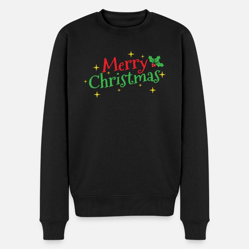 Merry Christmas Weihnachten - Männer Premium Bio Pullover - Schwarz