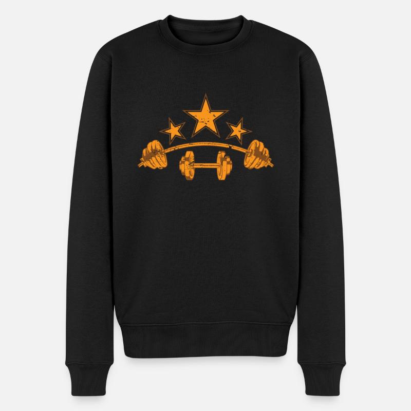 Fitness mit Hanteln - Männer Premium Bio Pullover - Schwarz