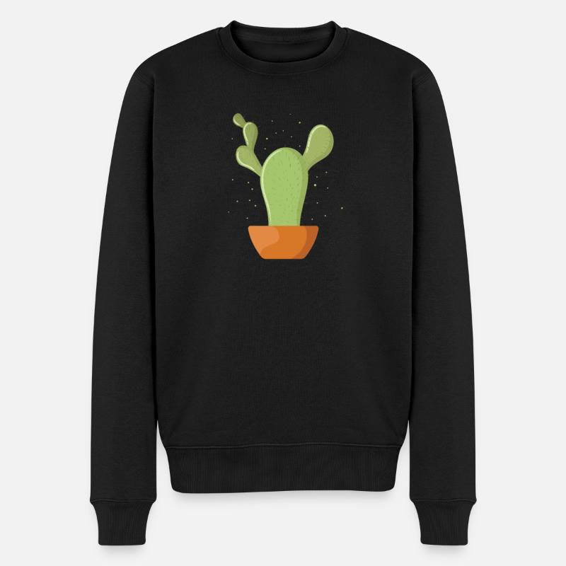 Gartenarbeit kleiner Kaktus - Männer Premium Bio Pullover - Schwarz