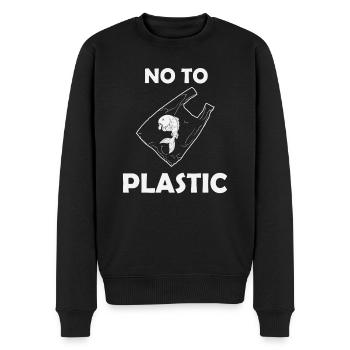 No to Plastic - Männer Premium Bio Pullover - Schwarz - Vorne - Nico (187cm)