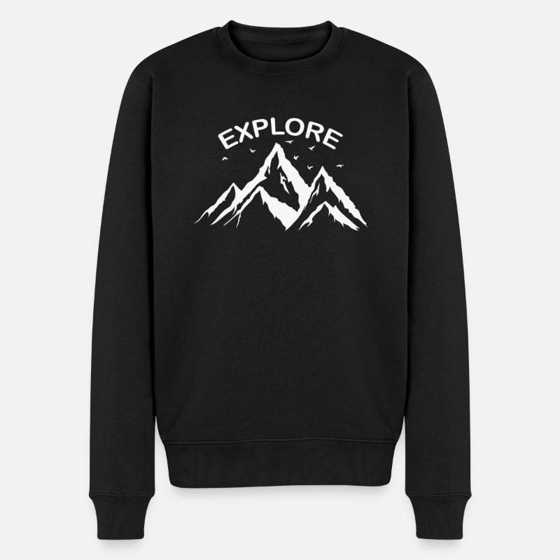 Explore Wandern in den Bergen - Männer Premium Bio Pullover - Schwarz