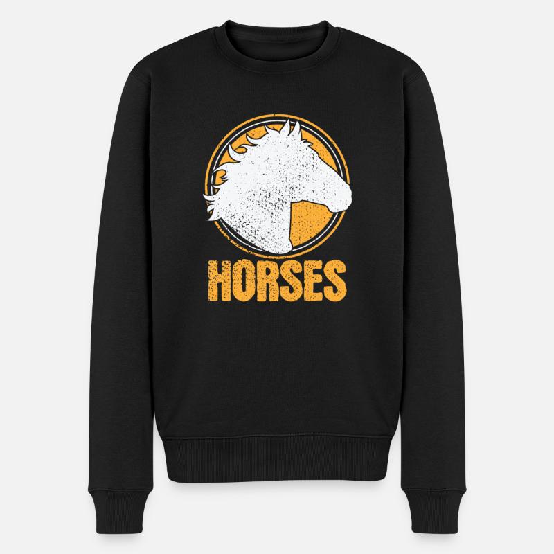 Pferd mit Mähne "Horses" - Männer Premium Bio Pullover - Schwarz