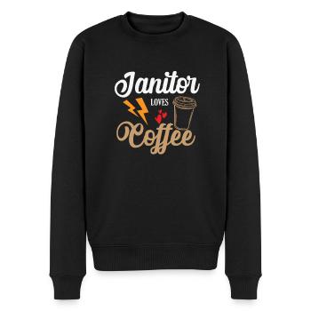 Janitor loves Coffee Hausmeister - Männer Premium Bio Pullover - Schwarz - Vorne - Nico (187cm)