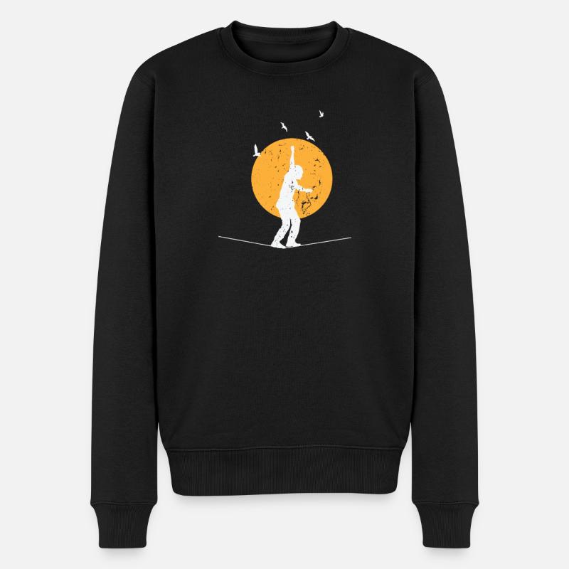 Slackline avec lune en arrière-plan - Pull Premium bio Homme - noir