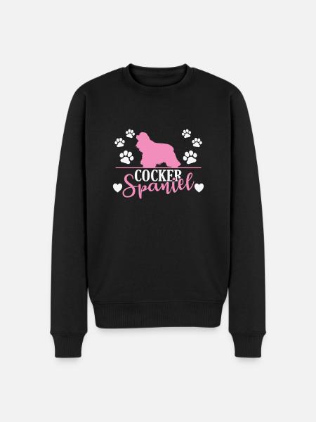 Cocker Spaniel with Paw Print - Men's Premium Organic Jumper - black