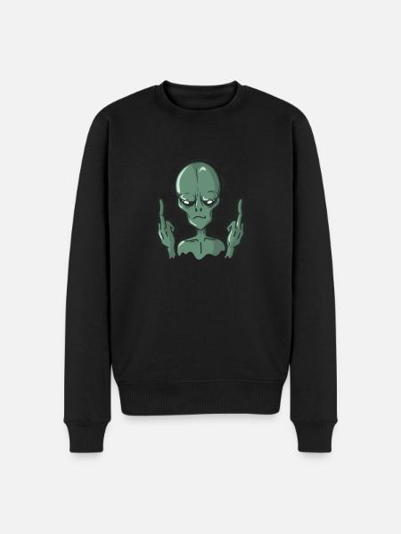 Alien shows middle finger - Men's Premium Organic Jumper - black