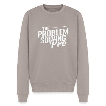 The Problem-Solving Pro - Men's Premium Organic Jumper - taupe - Front - Nico (187cm)