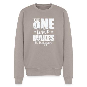 The One Who Makes It Happen - Men's Premium Organic Jumper - taupe - Front - Nico (187cm)