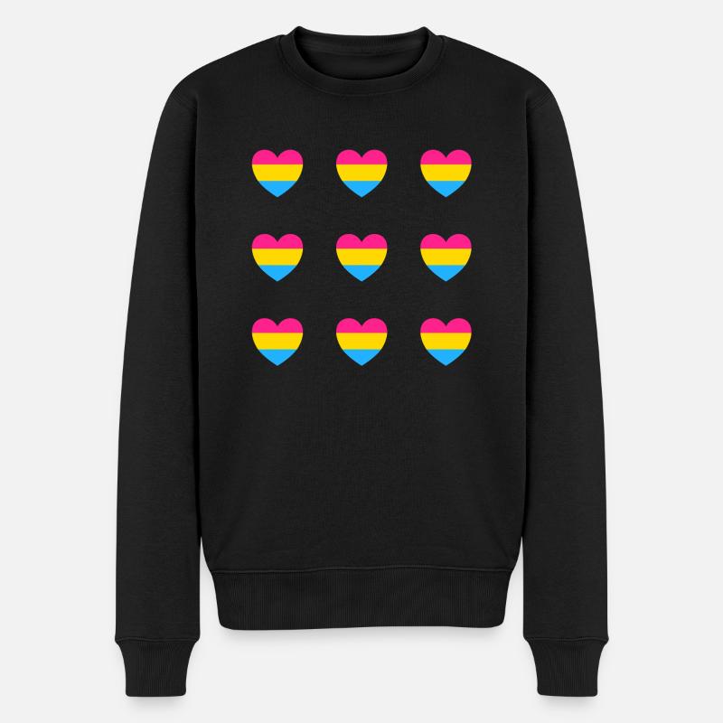 Pan Flagge Herzen - Männer Premium Bio Pullover - Schwarz