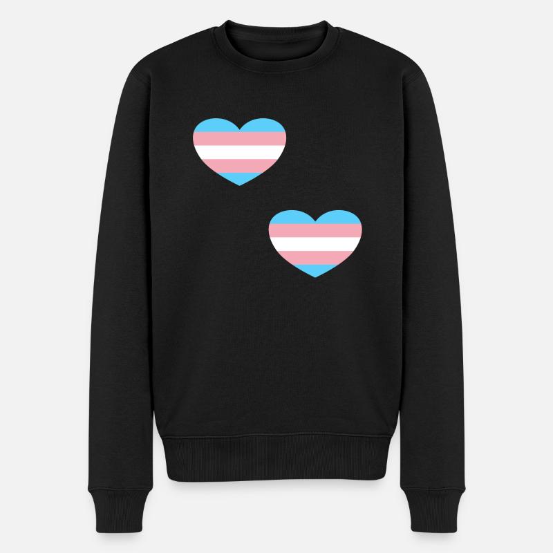 Trans Flagge Herzen - Männer Premium Bio Pullover - Schwarz