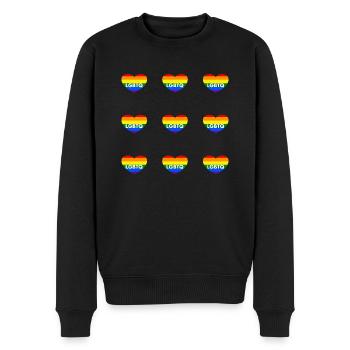 Regenbogen Herz LGBTQ Pride - Männer Premium Bio Pullover - Schwarz - Vorne - Nico (187cm)