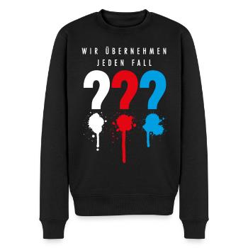Die Drei ??? Wir übernehmen jeden Fall - Männer Premium Bio Pullover - Schwarz - Vorne - Nico (187cm)