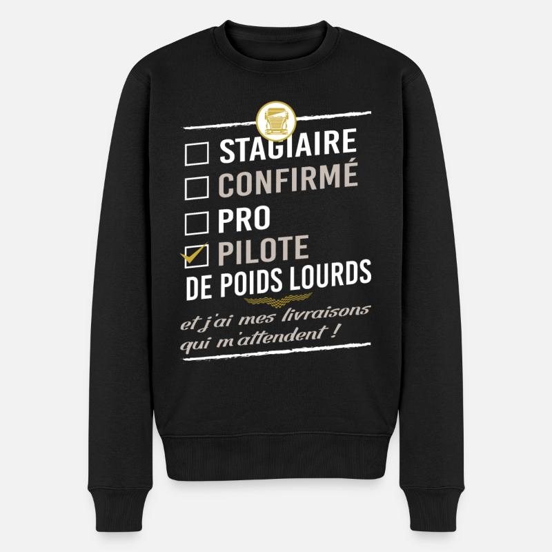 LKW-Fahrer - LKW-Fahrer - Männer Premium Bio Pullover - Schwarz