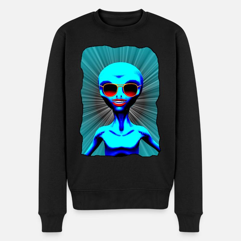 alien girl - Männer Premium Bio Pullover - Schwarz