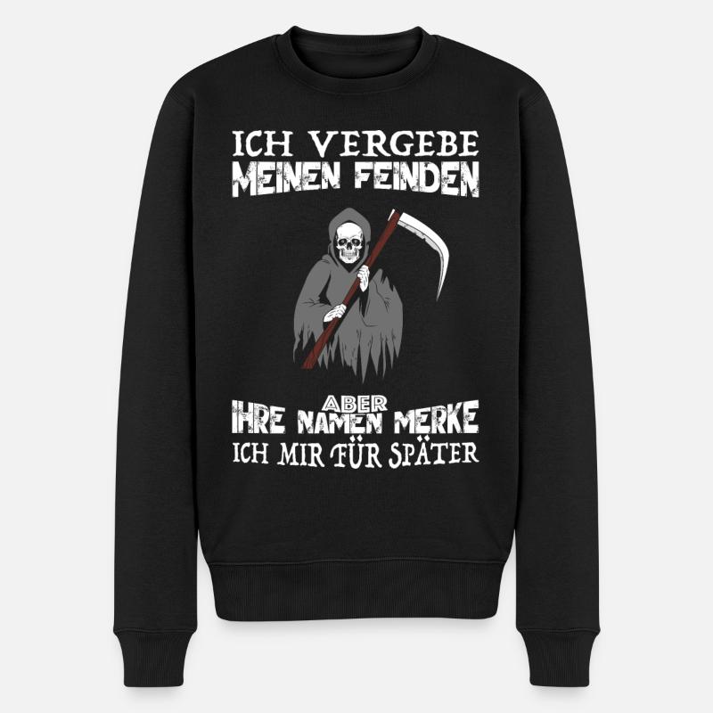 Ich vergebe Feinden Lustige Sprüche Tot Sensenmann - Männer Premium Bio Pullover - Schwarz