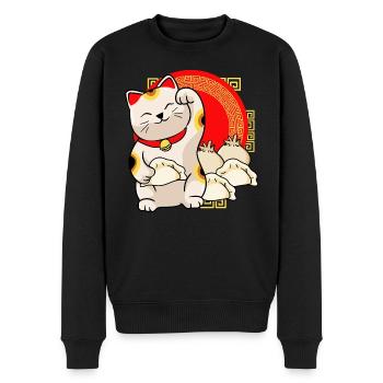Glückskatz Und Dumplings - Männer Premium Bio Pullover - Schwarz - Vorne - Nico (187cm)