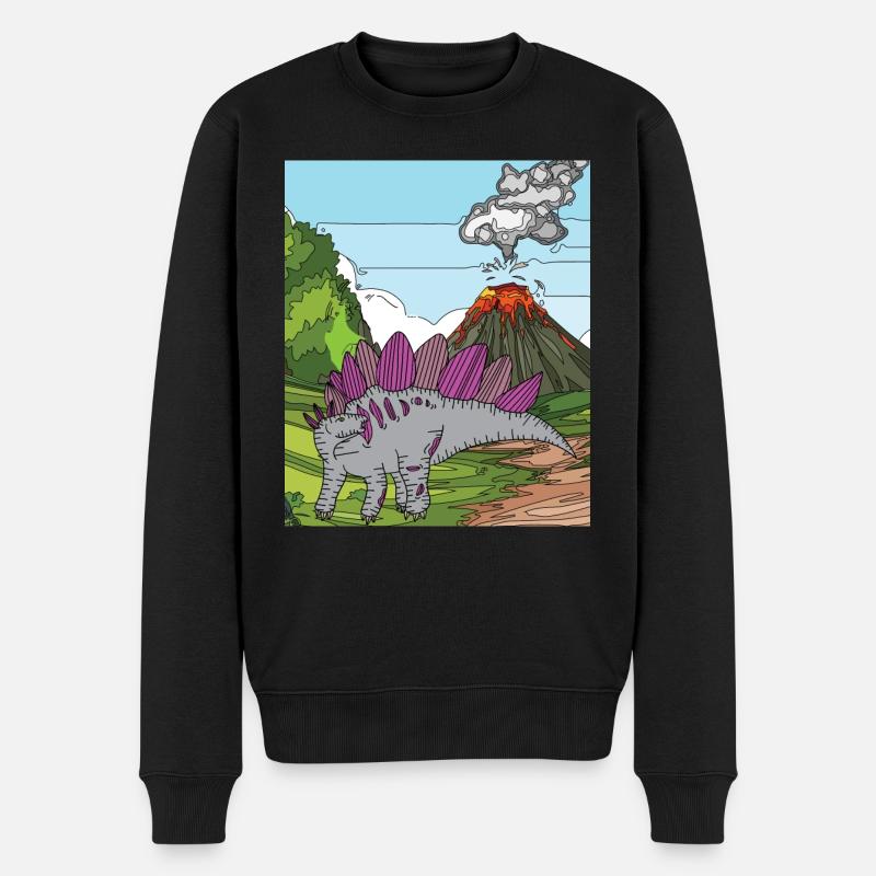 Heure Dino Éruption volcanique Nature - Pull Premium bio Homme - noir