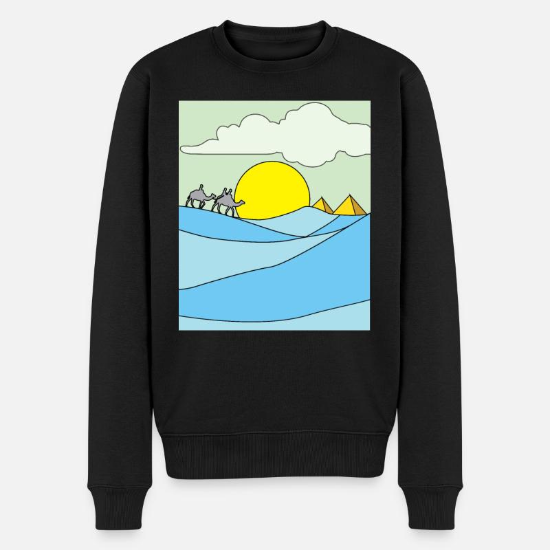 Retro pyramide du désert soleil - Pull Premium bio Homme - noir
