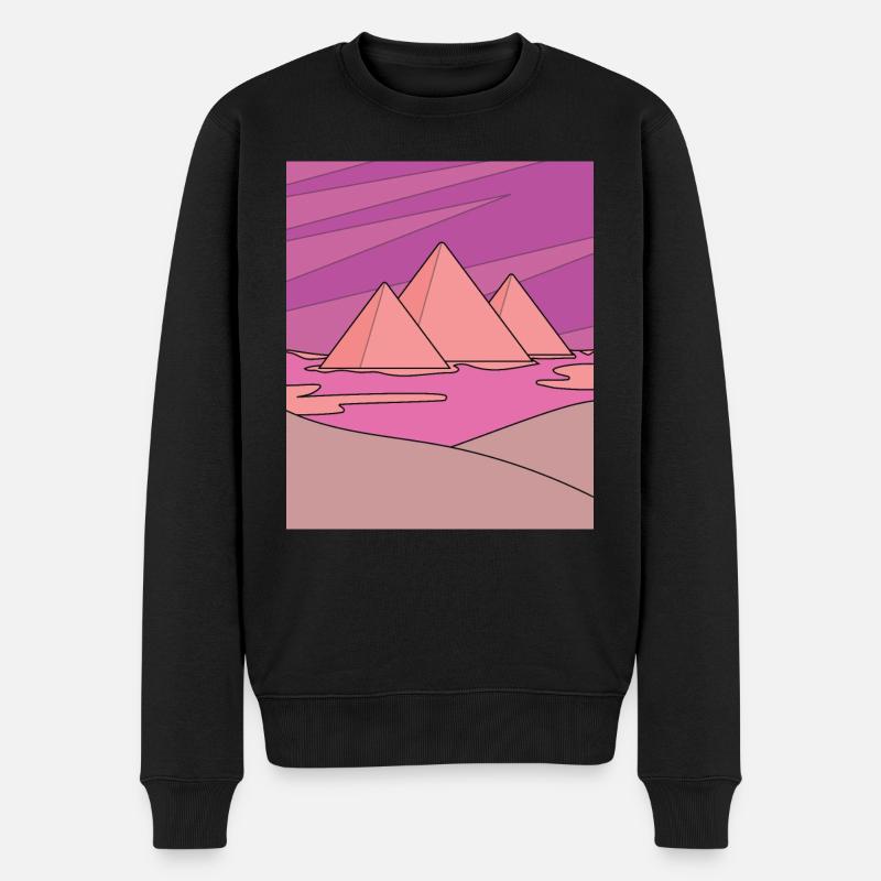 Retro Pyramide Wüste Sonne - Männer Premium Bio Pullover - Schwarz