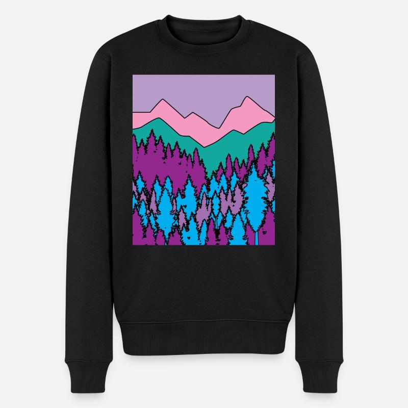 Natur Wald Bäume Freiheit Sonne - Männer Premium Bio Pullover - Schwarz