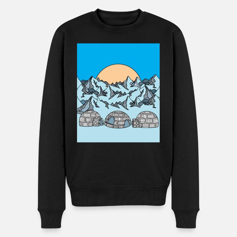 Iglu Schnee und Eislandschaft - Männer Premium Bio Pullover - Schwarz