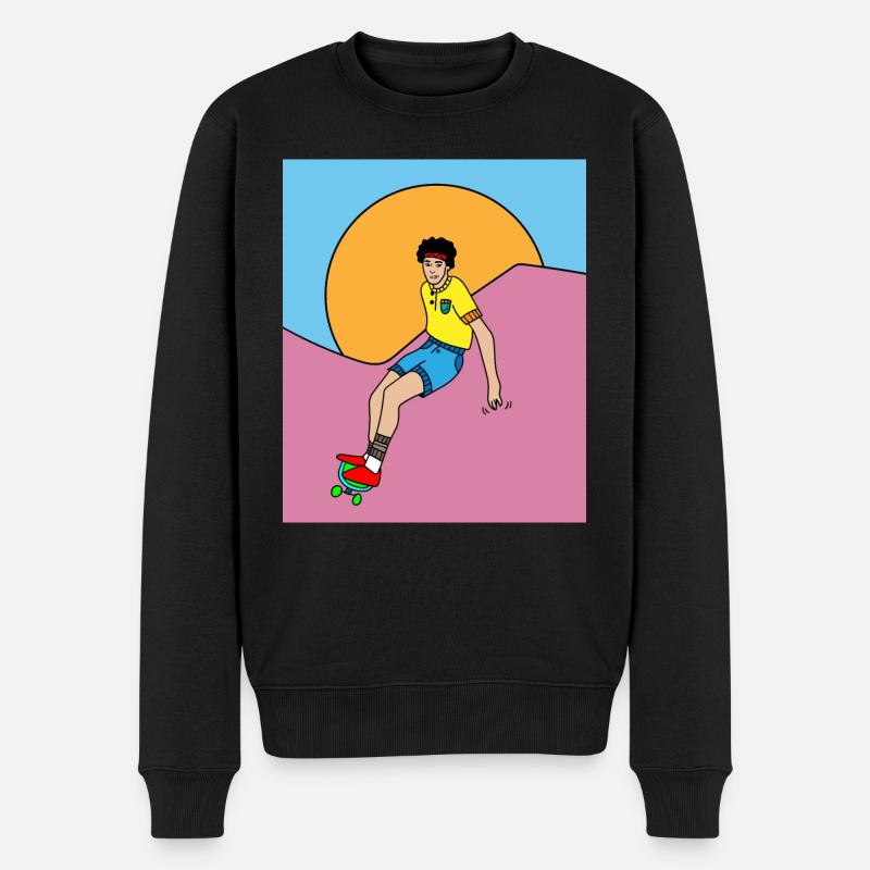 Retro Skateboarder & Skater Skateboard - Pull Premium bio Homme - noir