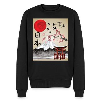 Japan Vintage Japanese Art Aesthetics - Men's Premium Organic Jumper - black - Front - Nico (187cm)