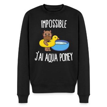 Impossible j'ai aqua poney - Pull Premium bio Homme - noir - Devant - Nico (187cm)