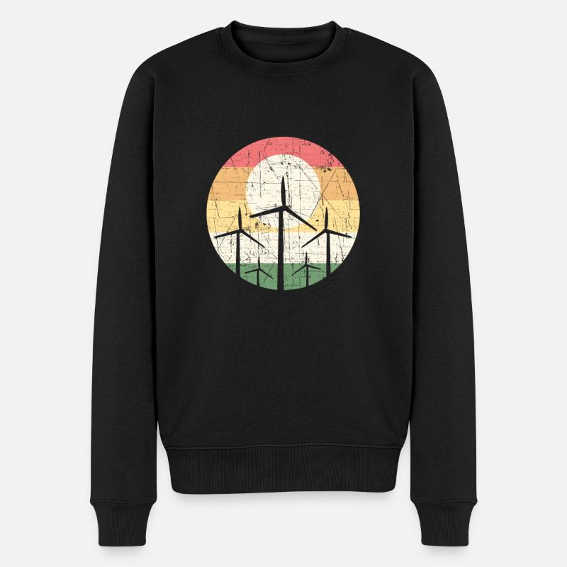 Opérateur de moulin à vent vintage. Technicien éolienne - Pull Premium bio Homme - noir
