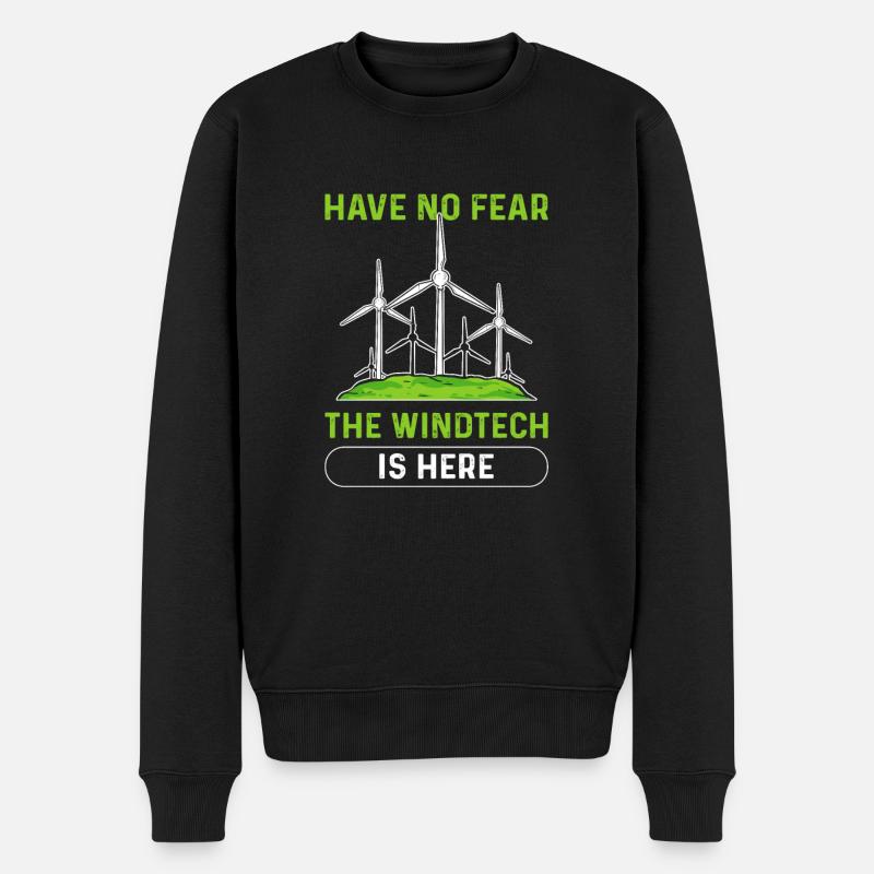 Keine Angst, Die Windtech Ist Da. Windturbine - Männer Premium Bio Pullover - Schwarz