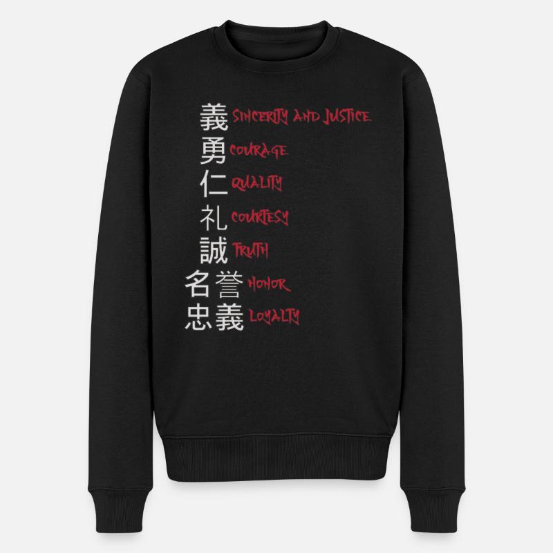 Japan - 7 Tugende der Samurai japanisch Streetwear - Männer Premium Bio Pullover - Schwarz