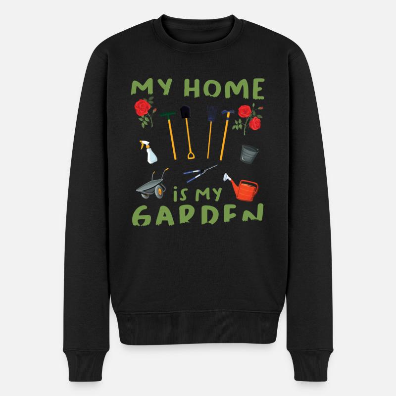 Garten Gärtner Gartenarbeit - My Home is my Garden - Männer Premium Bio Pullover - Schwarz
