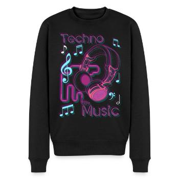 House Techno Musik Musik Abfeiern - Männer Premium Bio Pullover - Schwarz - Vorne - Nico (187cm)