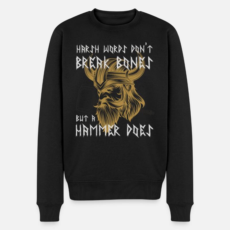 Wikinger Krieger lustiger Spruch - Männer Premium Bio Pullover - Schwarz