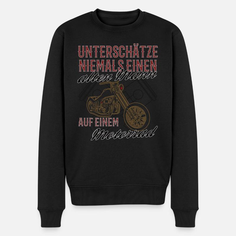 Lustiger Motorrad Spruch alter Mann Vintage - Männer Premium Bio Pullover - Schwarz