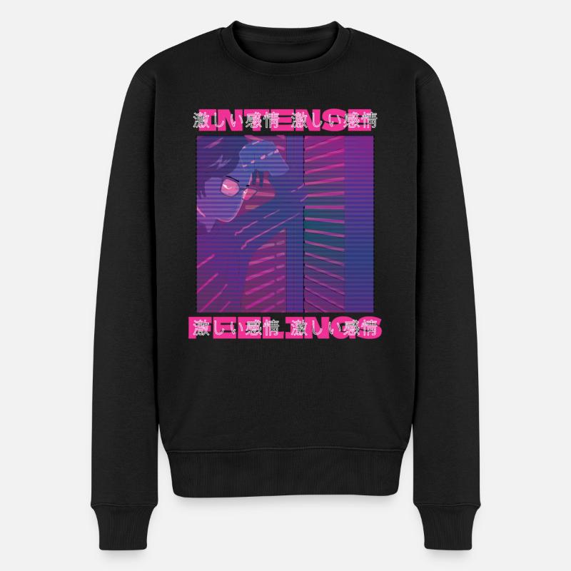 80er Retro Vaporwave Ästhetik Intense Feelings - Männer Premium Bio Pullover - Schwarz