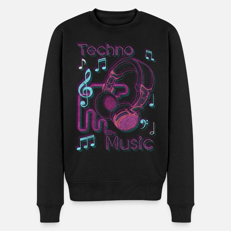 Rave Dj Tanzen Kopfhörer - Männer Premium Bio Pullover - Schwarz