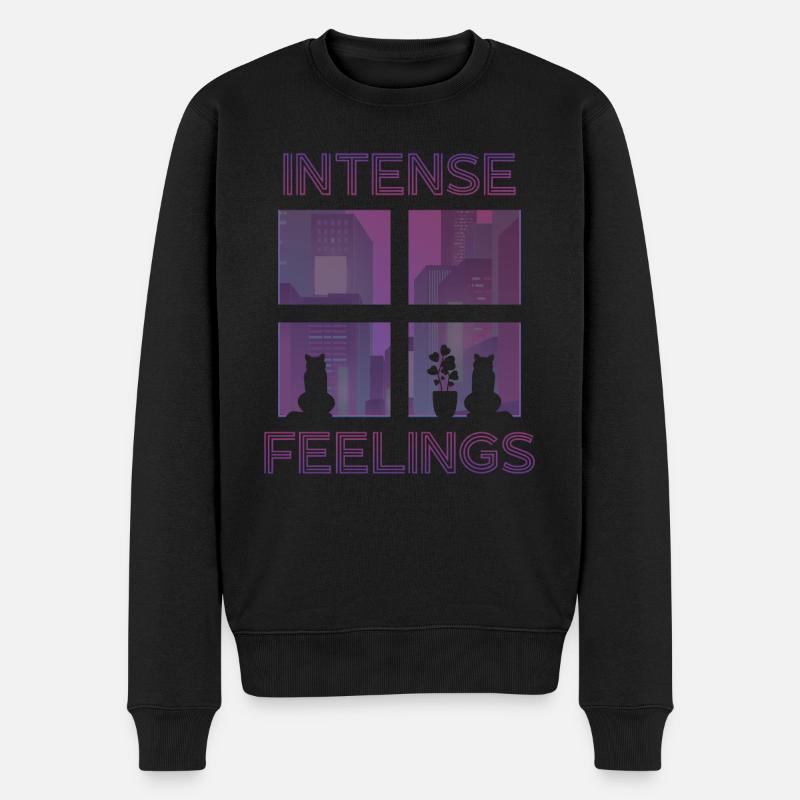 80er Retro Vaporwave Lofi - Männer Premium Bio Pullover - Schwarz