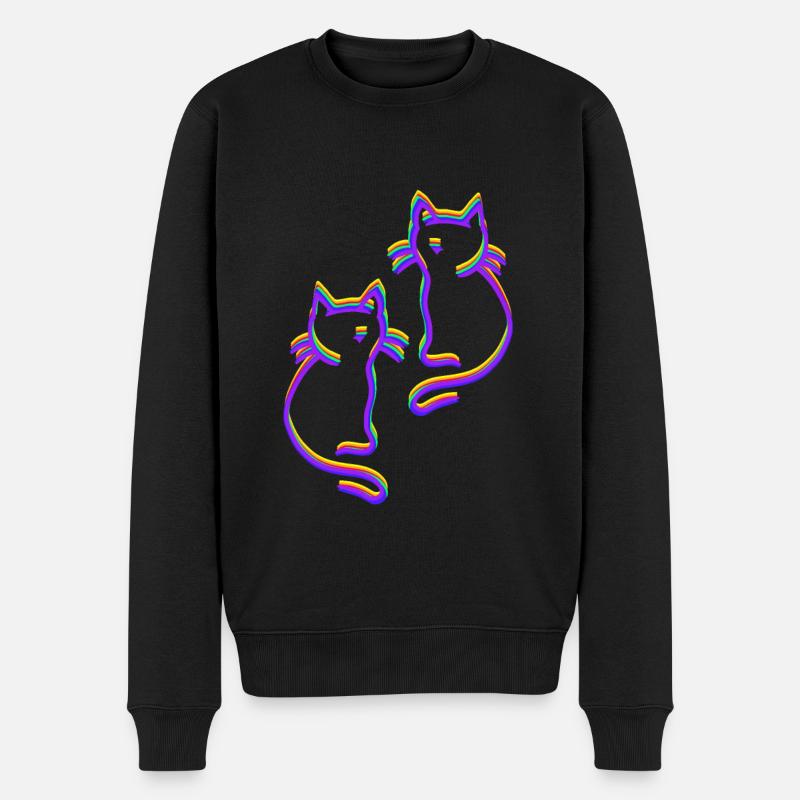 Regenbogen Katzen LGBT - Männer Premium Bio Pullover - Schwarz