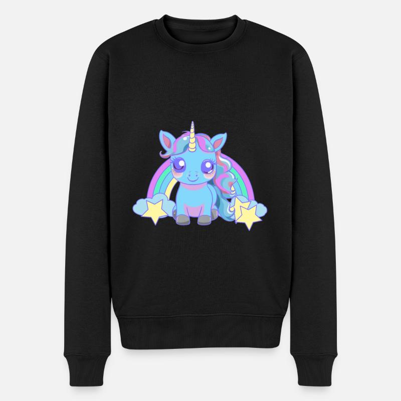 Einhorn Pferd Pferde - Männer Premium Bio Pullover - Schwarz
