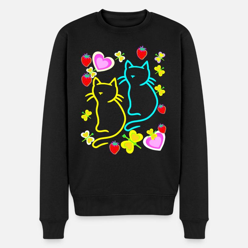 Sommer Katzen Katze Sommerzeit - Männer Premium Bio Pullover - Schwarz