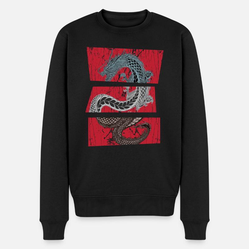 Japan Vintage Anime japanischer Drache - Männer Premium Bio Pullover - Schwarz