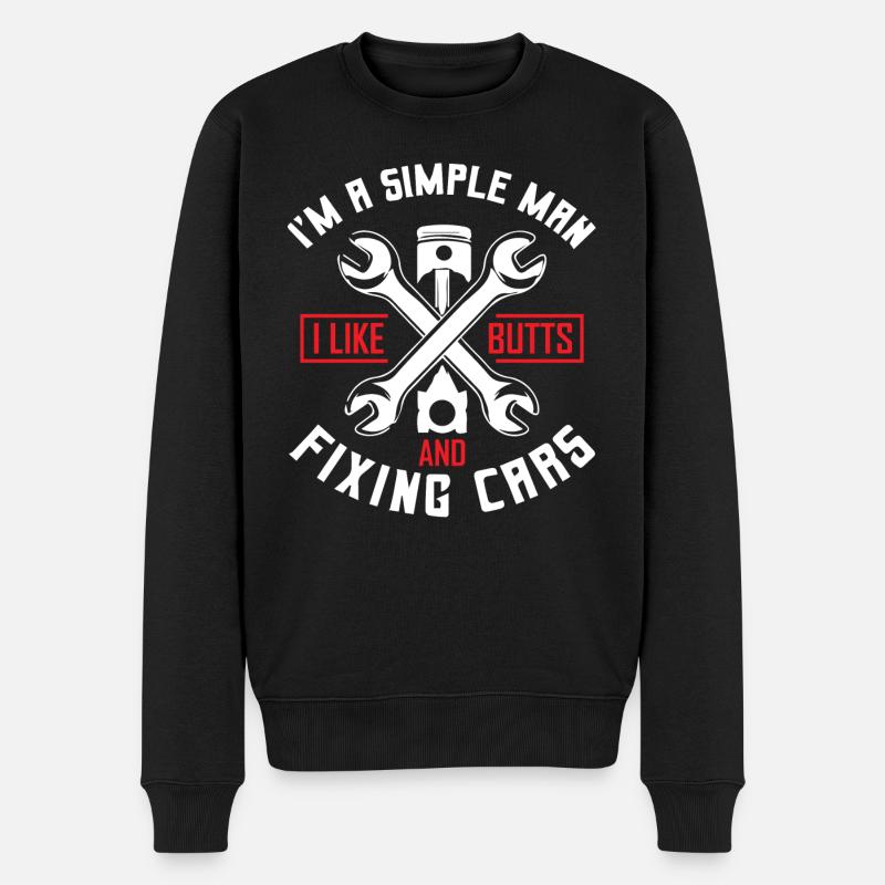 Mechanic Car - Männer Premium Bio Pullover - Schwarz