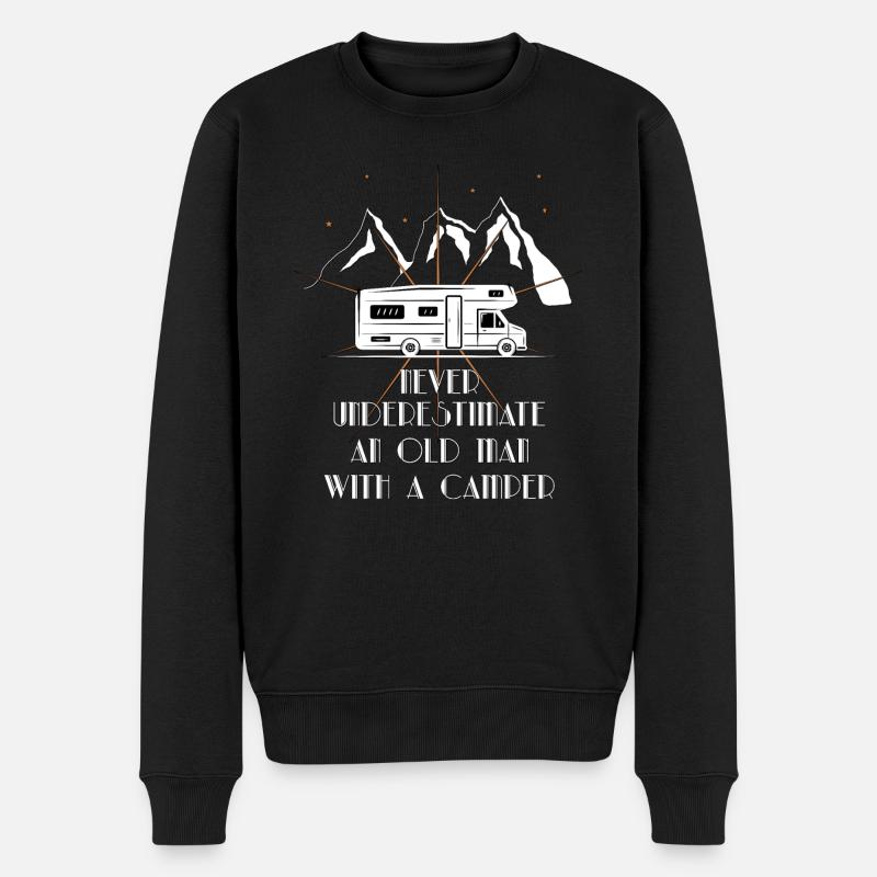 Unterschätze niemals einen alten Mann Camper Tour - Männer Premium Bio Pullover - Schwarz