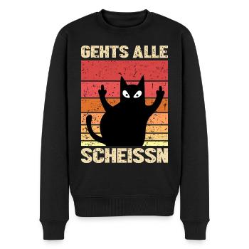 gehts scheissn, schleich di, zornige Katze, Wien - Männer Premium Bio Pullover - Schwarz - Vorne - Nico (187cm)