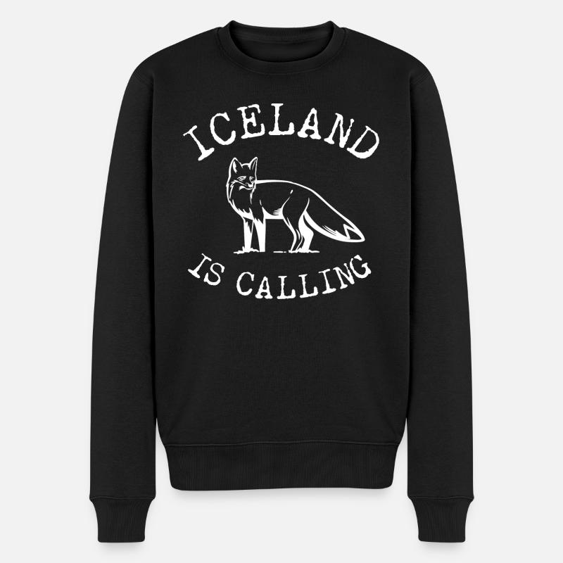 Island Fuchs Polarfuchs Blaufuchs Iceland - Männer Premium Bio Pullover - Schwarz