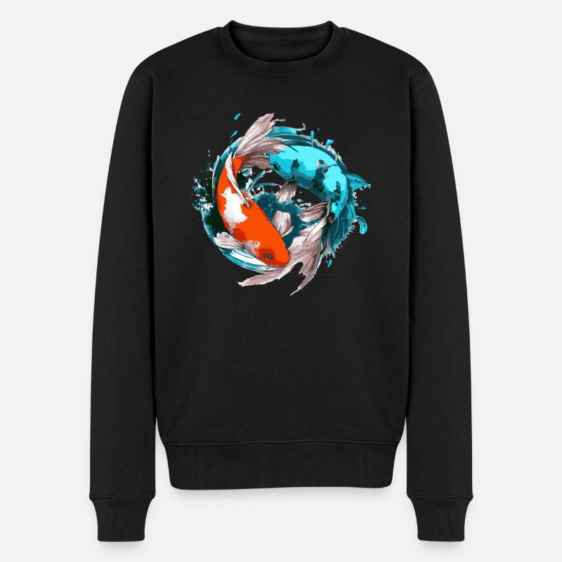 Koi Karpfen Harmonie - Männer Premium Bio Pullover - Schwarz